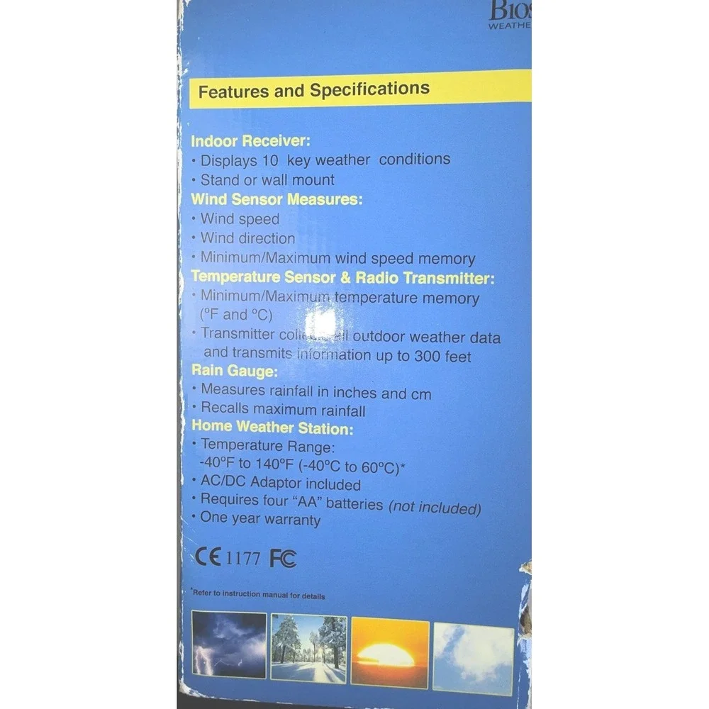 BIOS Wireless Home Weather Station Complete Kit Wind Rain Temp Sensor